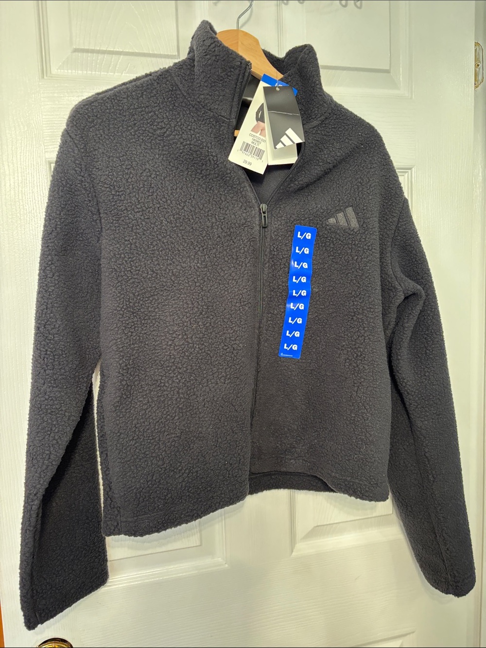 adidas Charcoal Gray Sherpa Zip-Up Jacket